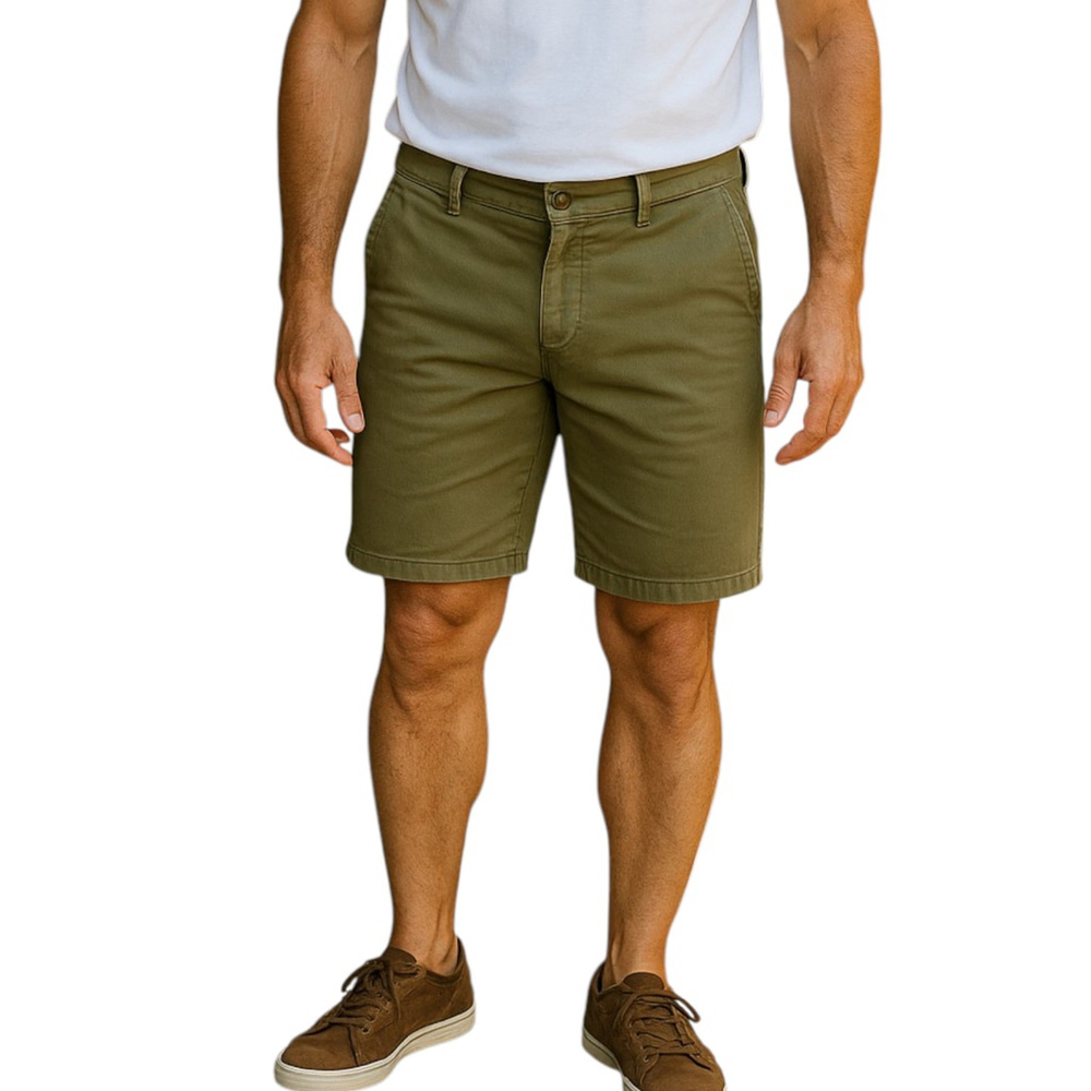 Mango Man Casual Shorts Mens 38 XXL Green Bermuda Jean Denim Button Fly Stretch